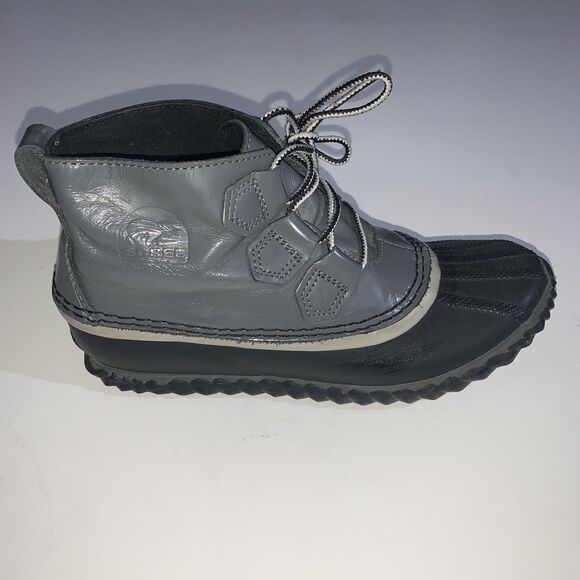 Sorel Out N About Duck Boots Womens Size 6 Gray Black Waterproof Rain Snow - Picture 2 of 9